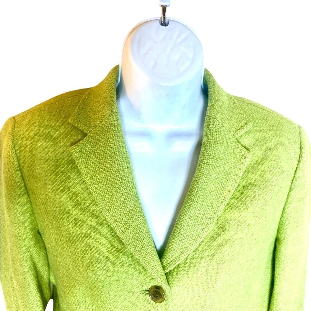 Lands End Wool Blazer Size 8P Green Button Closure Notched Lapel Collar - Picture 3 of 14